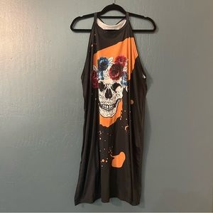Shein Skull and Flower Halter Mini Dress Size 2XL